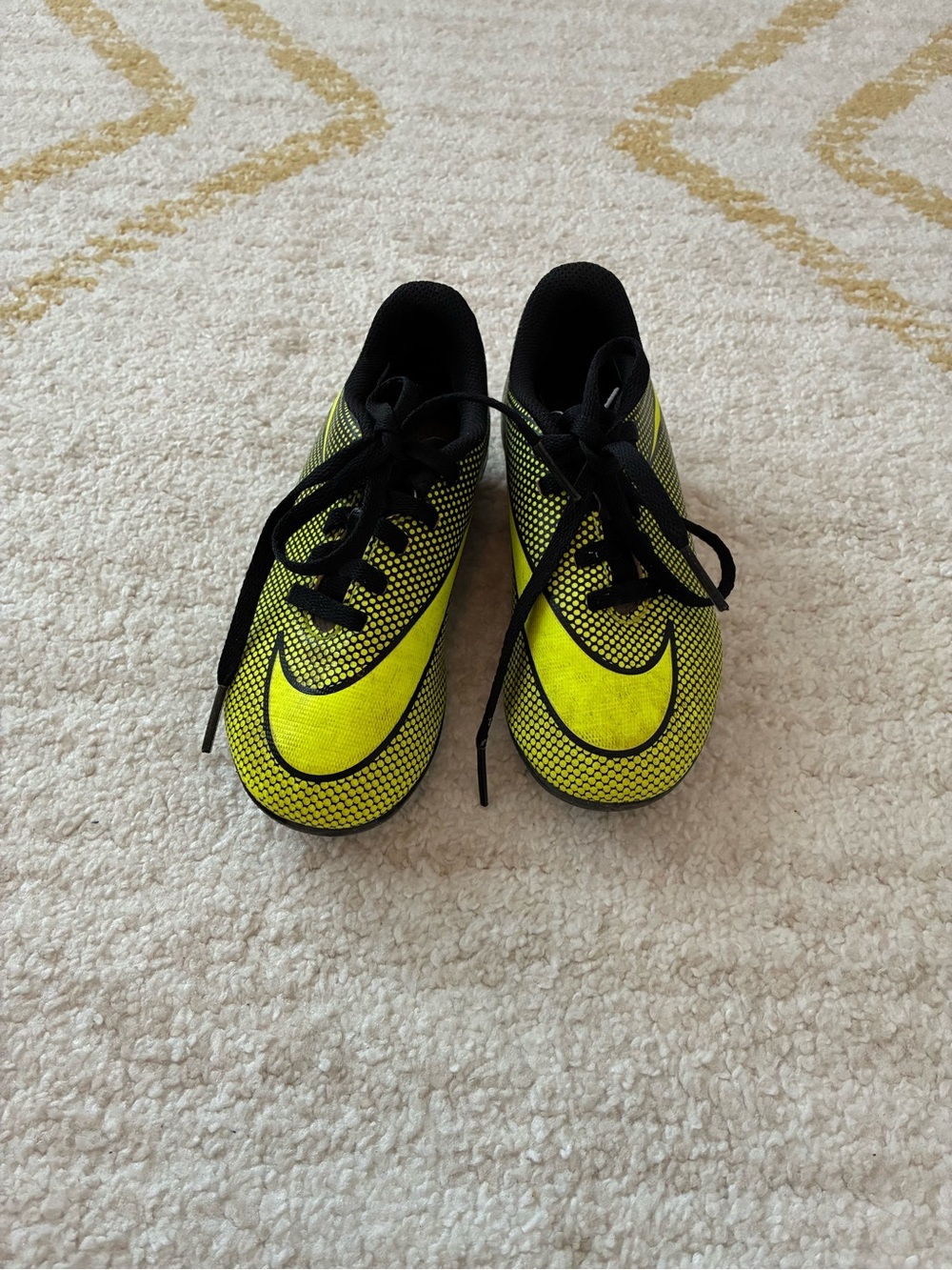 Nike Kids Neon Yellow and Black Soccer Cleats